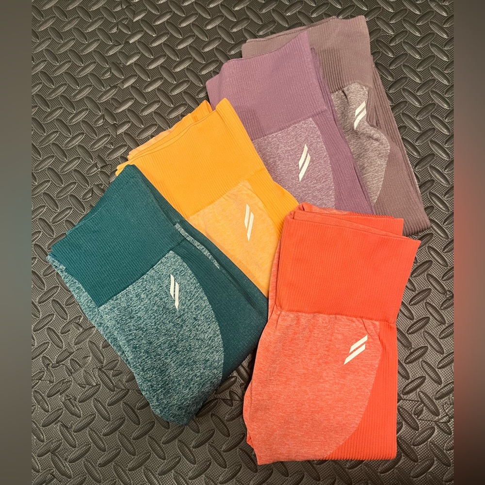 DOYOUEVEN (Set of 4) Women's Leggings - Teal, Orange, Purple, Pink (No Mauve)